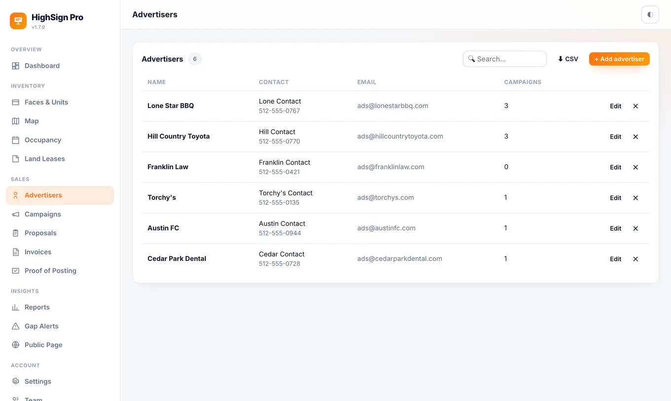 HighSign Pro advertisers — a simple CRM for buyers